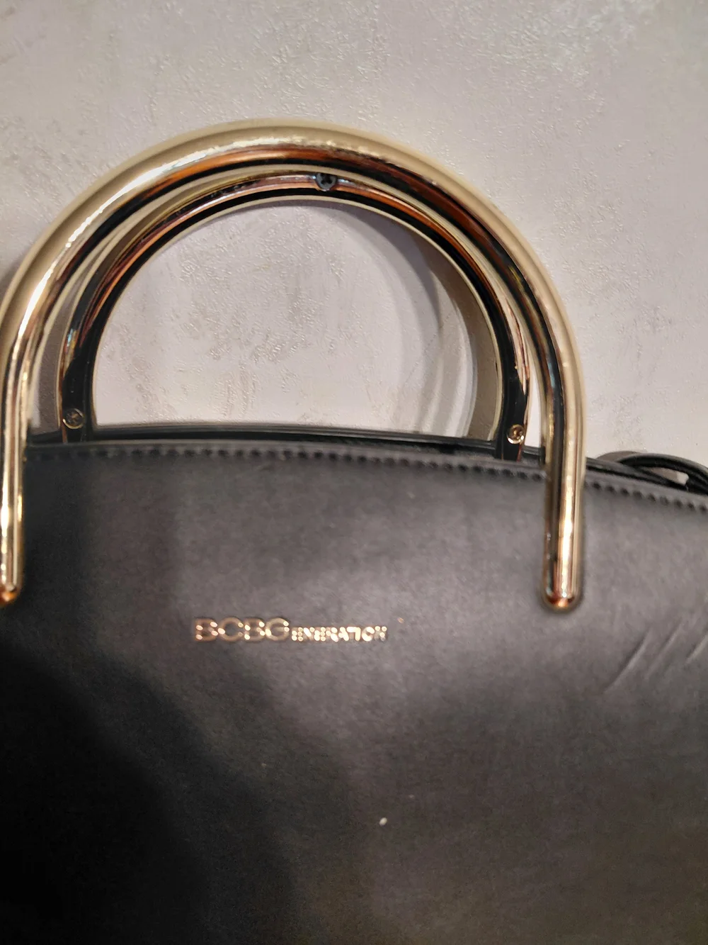 BCBG Black Satchel with Gold Top Handles